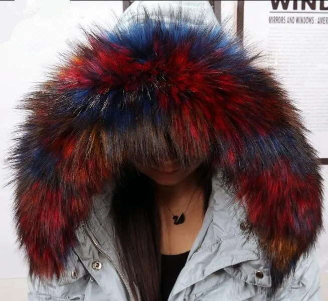 

women's faux Fox raccoon fur collar down coat overcoat hooded collar winter thicken warm muffler scarf kids faux fur collar 002