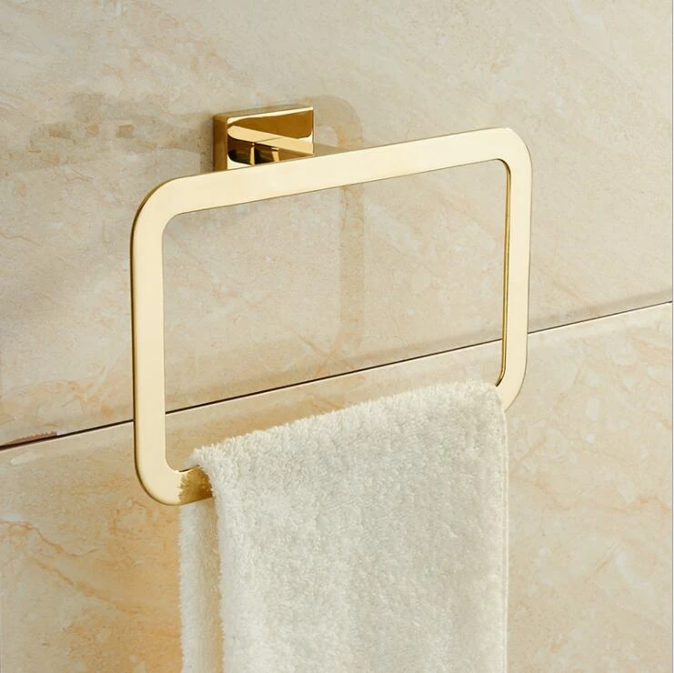Современный Чистый золотой держатель для полотенец, квадратный настенный держатель для полотенец, аксессуары для ванной комнаты, украшение для дома