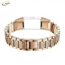KINGBEIKE 3 Colors Fashion Stainless Steel Watchband For Fitbit Charge 3 Watch Band Replacement Bling Wristband Bracelet Strap