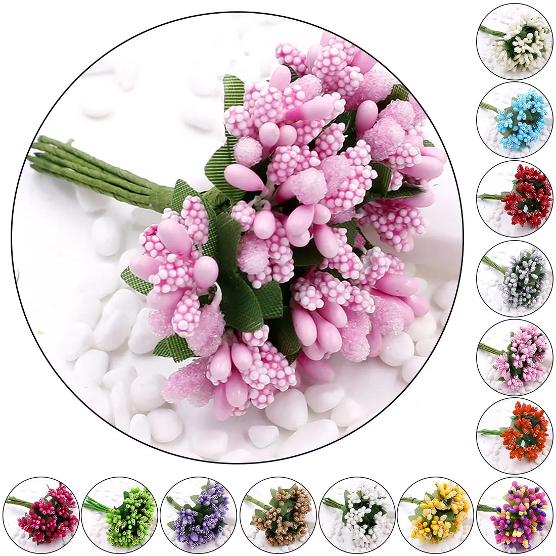 

12pcs/set 8.5cm Artificial Stamen Flower Fake Plants Pistil DIY Scrapbooking Garland Craft Wedding Home Decoration