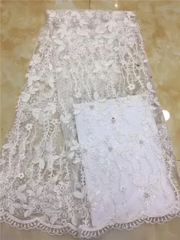 

Lots Of sequins beads Wedding Lace Fabric, African White Lace Fabric For Dress, 2018 African French Lace Fabric Yellow, white