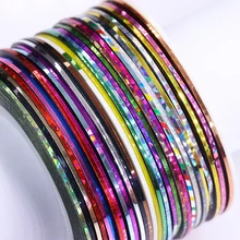 30 рулонов, 2 мм, лента для ногтей, линия, сделай сам, Стильные наклейки, Переводные картинки, инструмент, голографический блеск, маникюр, украшения, аксессуары