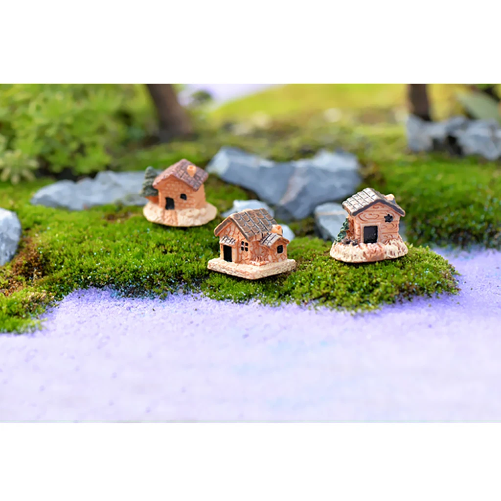 3 Piece Mini DIY Decoration Resin House Garden Flower Pot Micro Landscape For Decorated The Flowerpot