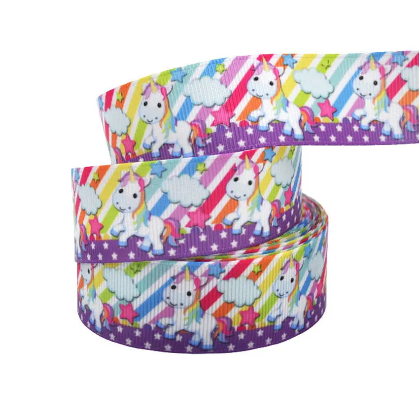 1 inch 25mm Printed Cartoon Grosgrain Ribbon 10yards Dog Bear Unicorn Animal Gift Decoration accessories - Цвет: B3R241