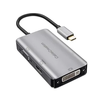 

USB C to HDMI + DVI + VGA Adapter, CableCreation USB Type C (Compatible Thunderbolt 3) to Multiport UHD Hub