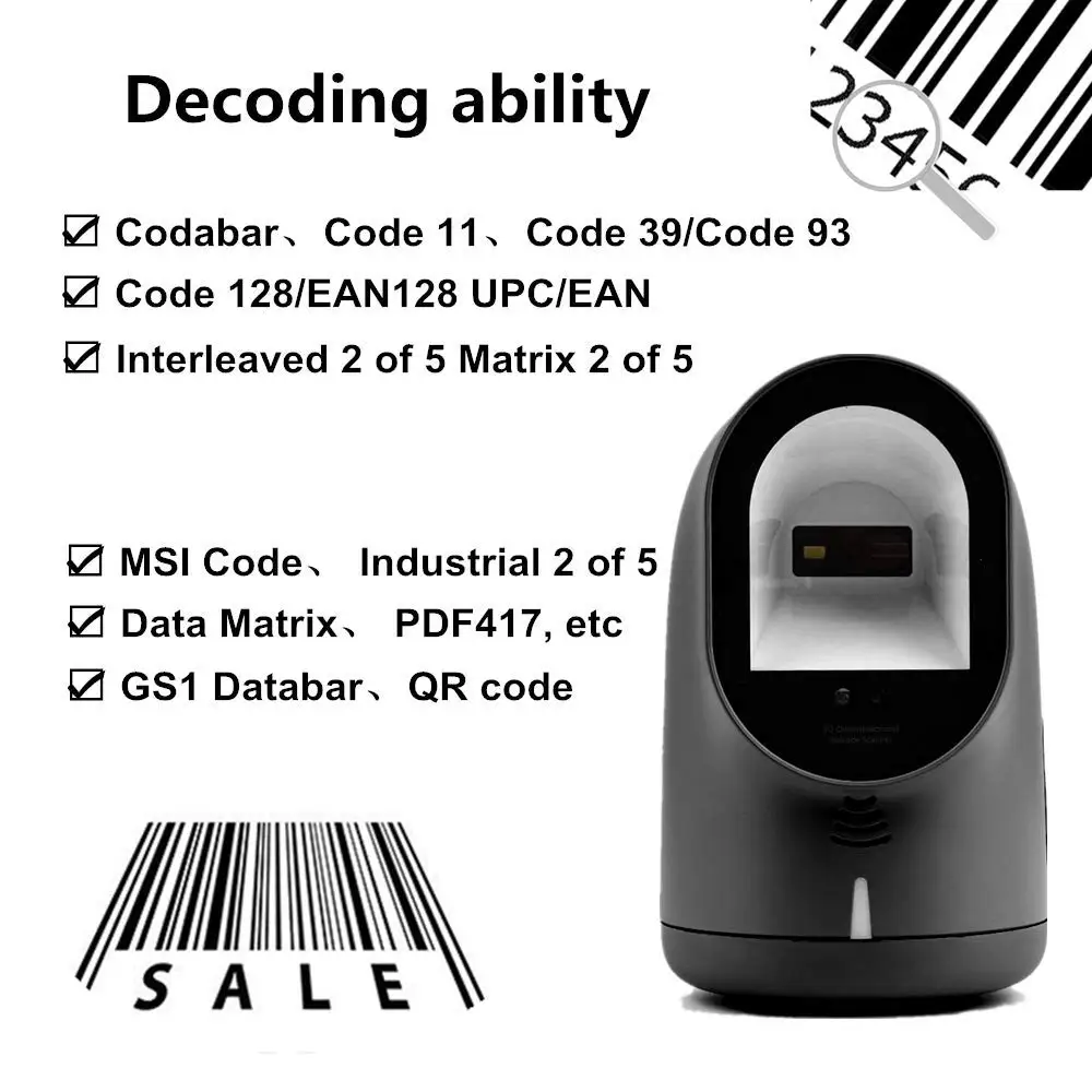 ISSYZONEPOS 2D الباركود ماسحة ل احادي قارئ سوبر ماركت التجزئة مخزن المحمول الدفع المسح التلقائي شاشة الكمبيوتر