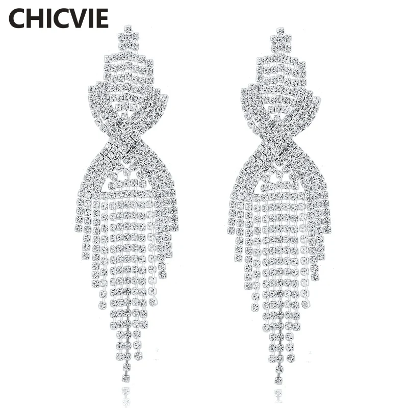 

CHICVIE High Quality Austrian Crystal Rhinestone Dangle Charms Earrings for Women Earrings Fashion Jewelry Pendientes SER180006