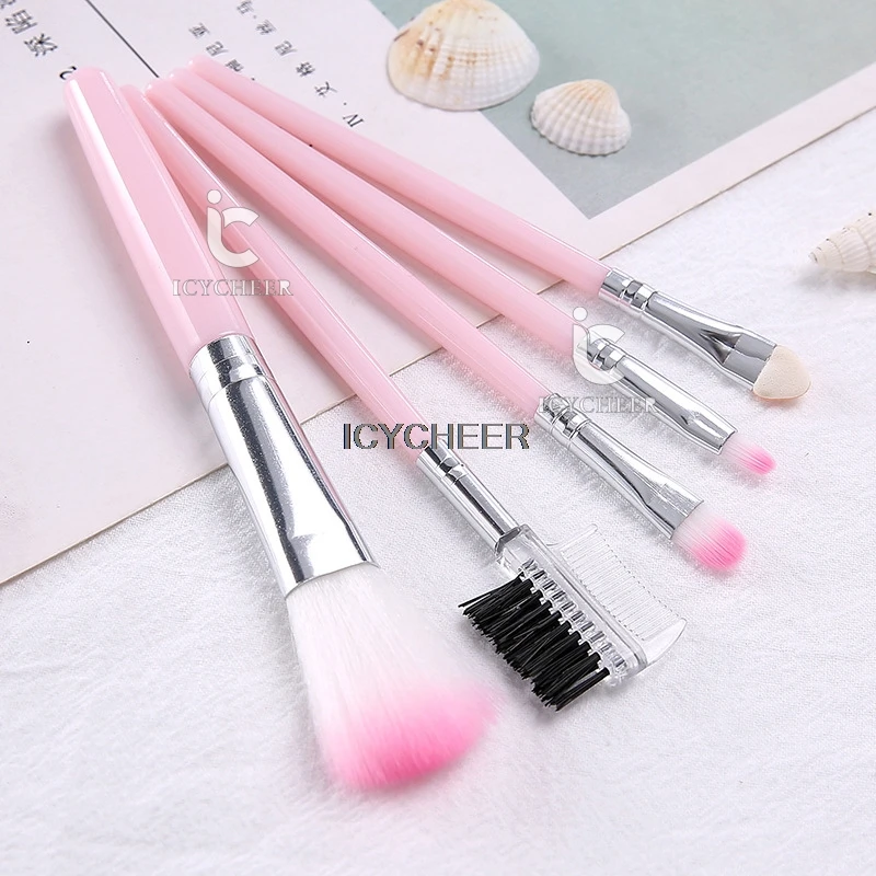 

CYCHEER 5pc Pink Makeup Brushes Set Eye Shadow Foundation Brush Blush Eyeliner Lip Brush Starter Learning Party Beauty Cosmetic