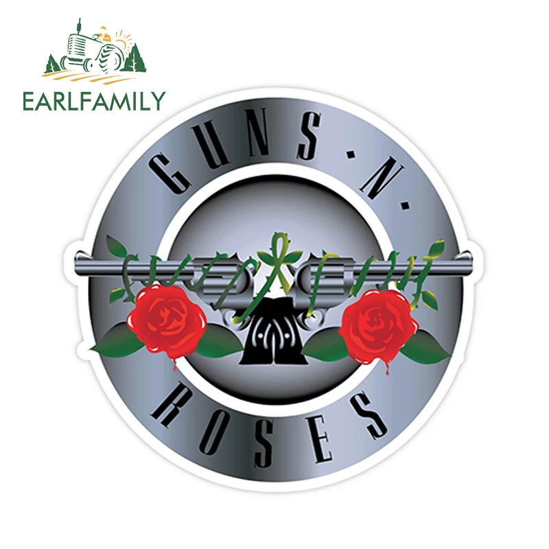 

EARLFAMILY 12cm x 12cm GUNS N ROSES Car Sticker Decal 3D Vinyl Decal for Windows Car Head Engine Cover Decoration