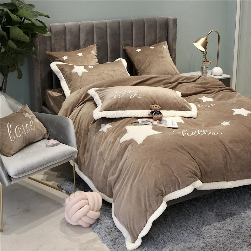 Постельное белье со звездами Набор queen king size флисовый постельный комплект ткань декоративная наволочка простыня/постельное белье набор пододеяльников