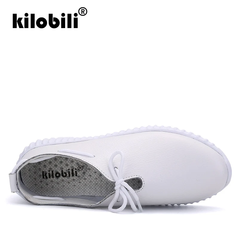 Kilobili/женские кроссовки на плоской подошве обувь из натуральной кожи со шнуровкой