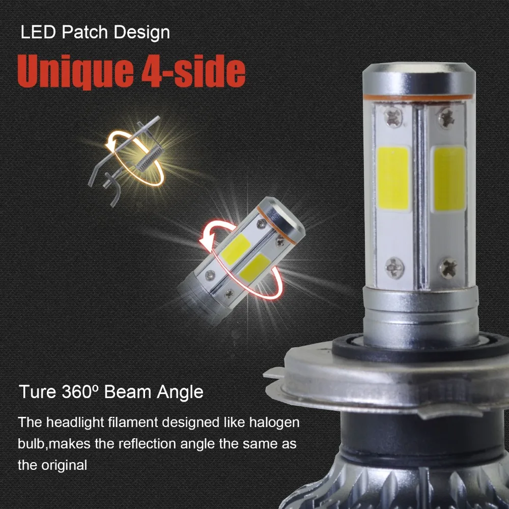 

JGAUT Uniqe 4 Side LED Headlight 9012 3000K 6000K 8000K 3 Color Temperature V18S 8000LM 80W 100% Canbus Headlamp led automotive