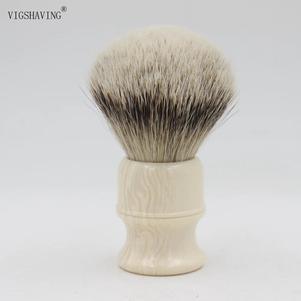 VIGSHAVING Faux Horn Смола Ручка Silvertip барсучья щетка для бритья волос