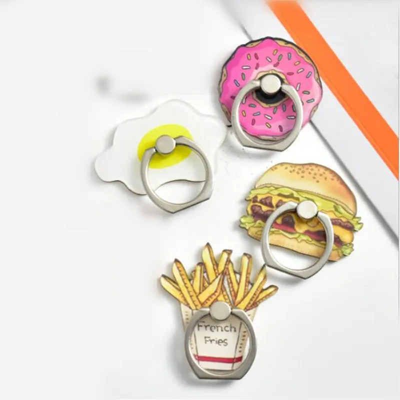 

UVR 360 Degree Food French fries Burger Donut Finger Ring Smartphone Stand Holder Mobile Phone Snowman Holder For All Phone