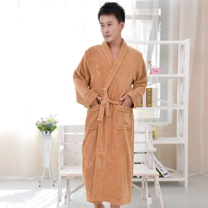 Хаки цвет стиль Велюровый ночной халат пижамы халат для мужчин супер мягкий - Цвет: Khaki