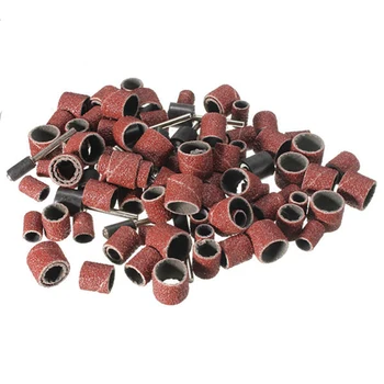 

102pcs 80 Grit Sanding Bands Drum Sanding Kit Nail Drill Bits Abrasive Tools With Band Mandrel 1/2 3/8 1/4 Shank Rotary Tools