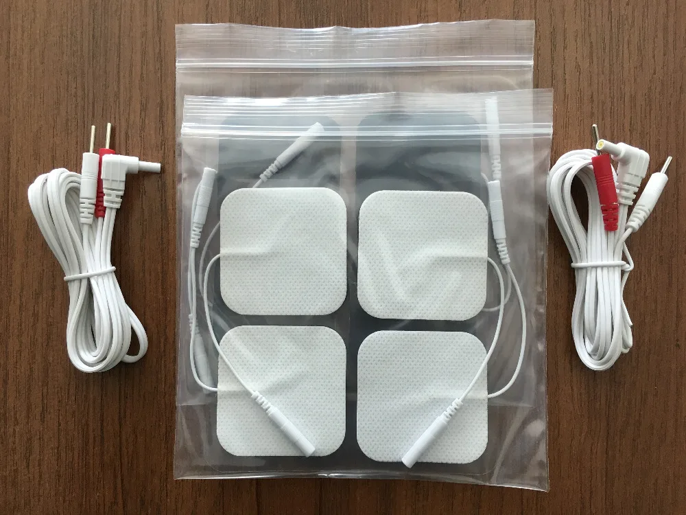 2 Piece DC 2.35mm 2-pin Electrode Lead Wires/Cables With 2 Packs Electrode Pads For TENS Unit 7000