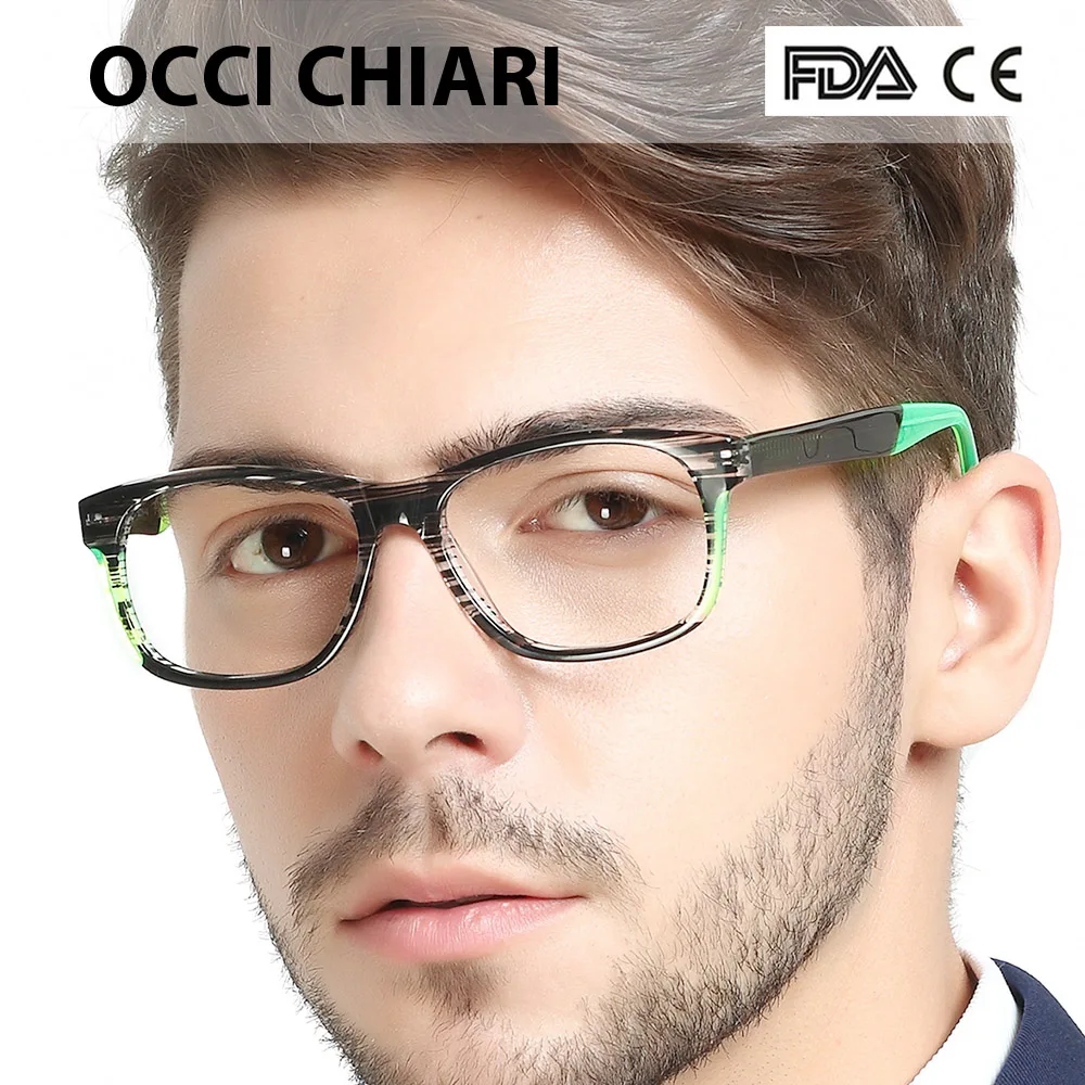 

OCCI CHIARI Italy Design Sport Style Mens Prescription Nerd Lens Medical Optical Glasses Fashion Eyewear Gift Green Blue W-COICO
