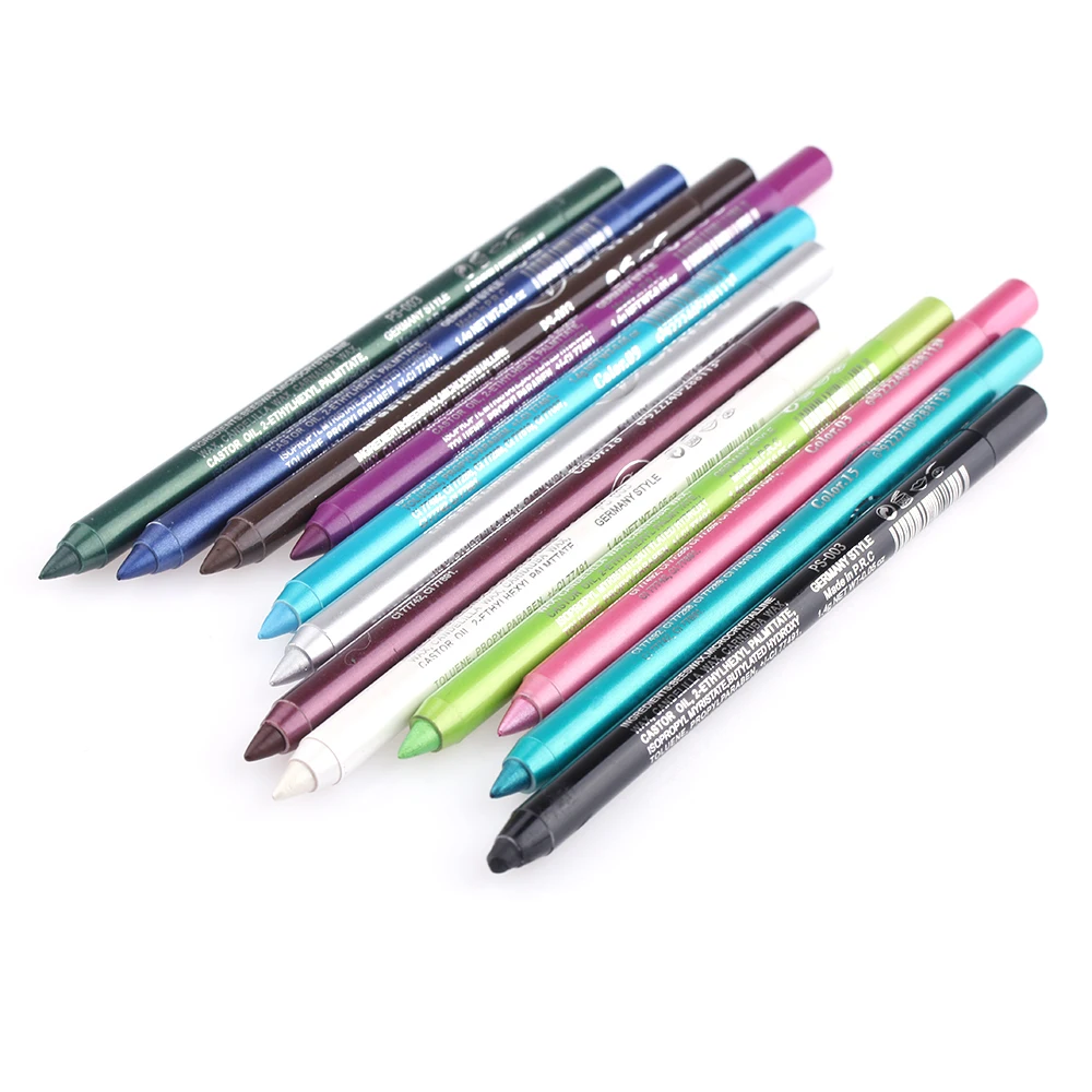 

2PC Waterproof Colourful Pigment Eye Liner Pencil Longlasting Glitter Eyeliner Pen Makeup Beauty Cosmetics Tool White/Blue/Black