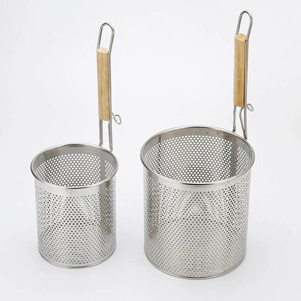 Kitchen Rice Noodle Colander Hot Pot Spoon Mesh Skimmer Hot Pot Deep Basket for Frying Food, Spaghetti, Cooking Fat Oil Grease
