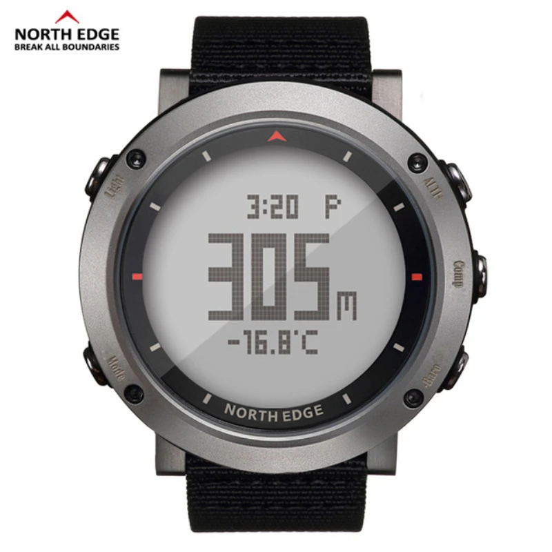 NORTH EDGE, мужские спортивные часы, альтиметр, термометр, барометр, компас, шагомер, калории, нейлоновые часы, цифровые часы для бега, альпинизма