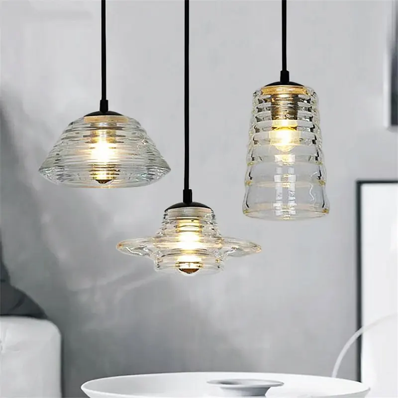 

Modern Pressed Glass Pendant Lights Industrial Decor Living Room Led Hanging Lamp Luminaire Decoration dining room light fixture