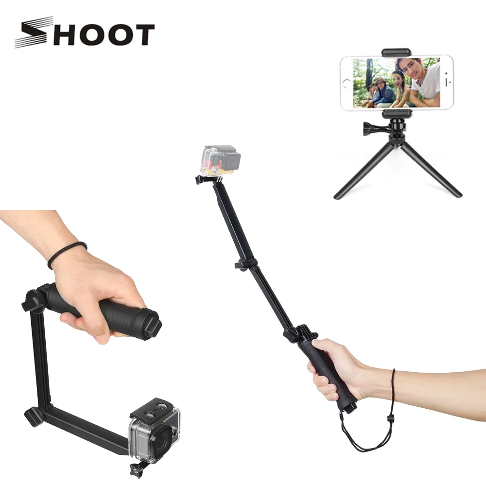 Три 3 способа селфи Ручной палка Спортивная экшн Камера Ручка DV расширение Arm Cam