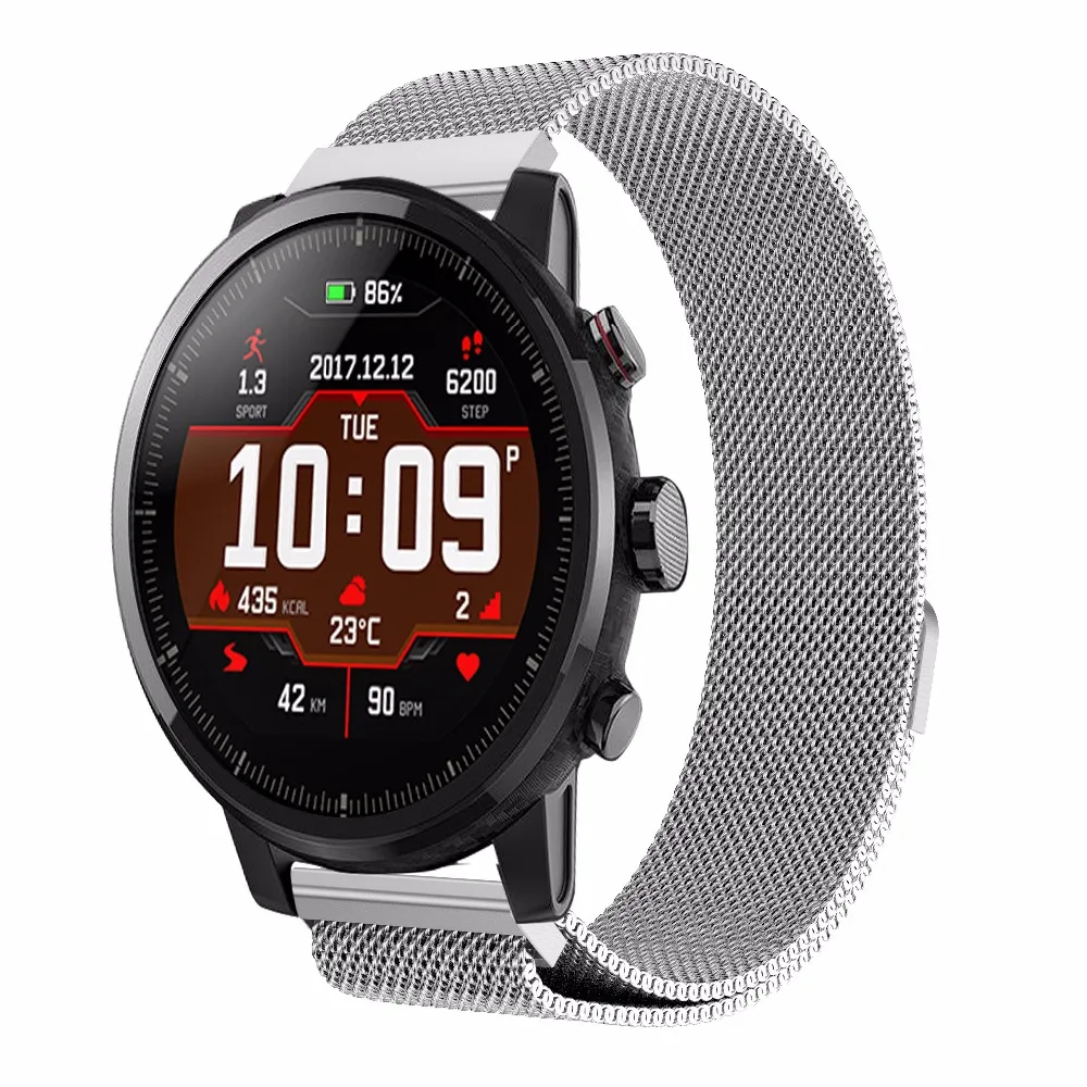 22 мм металлический ремешок из нержавеющей стали для Xiaomi Huami Amazfit часов Миланская
