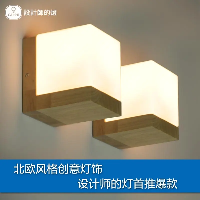 

The American designer retro Restaurant Bar aisle lamp bedside lamps Coffee oak hall sugar wall