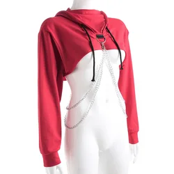 autumn metal chain cropped sweatshirt femme hoodies woman long sleeve solid color crop top streetwear gothic hoodie shirt jumper autumn metal chain cropped sweatshirt femme hoodies woman long sleeve solid color crop top streetwear gothic hoodie shirt jumper