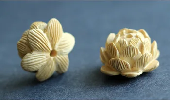 

FYC06 High Quality Handmade Craft Beads Wood Carved Lotus Flower Unique DIY Wood Beads For Jewelry Making