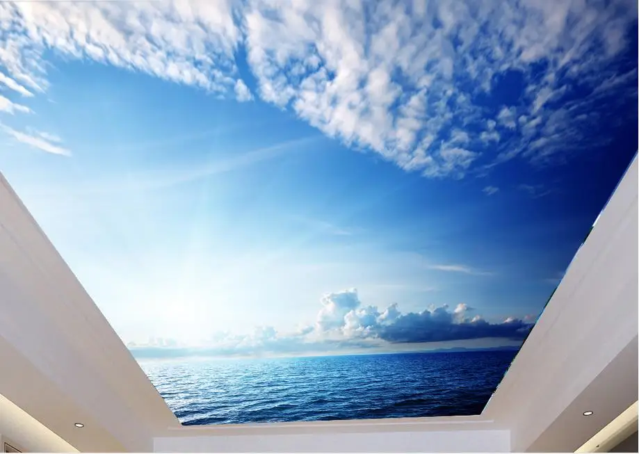 3d ceiling wallpaper for bedroom custom blue sea, blue sky 3d wallpaper