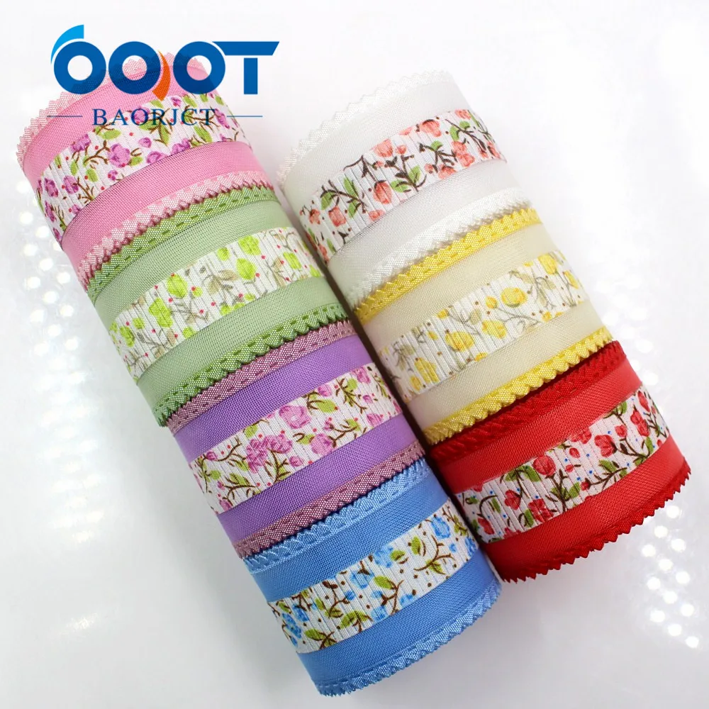 

OOOT BAORJCT 17122318 hot sale 32 mm 10 yards hollow Flowers satin ribbon, DIY handmade materials,Clothing accessories