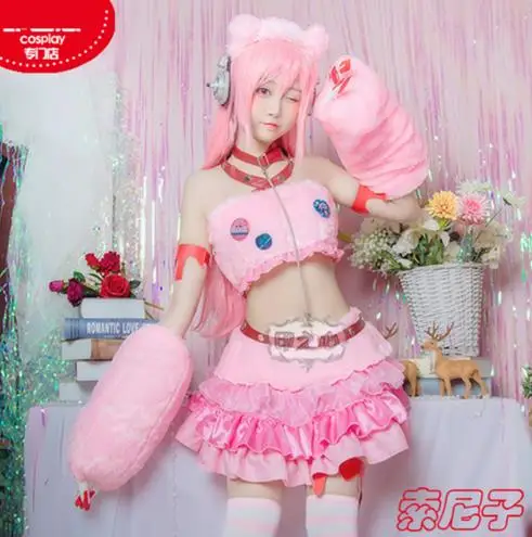 Популярный костюм для косплея из аниме Super Sonico розовое милое платье лолиты полный