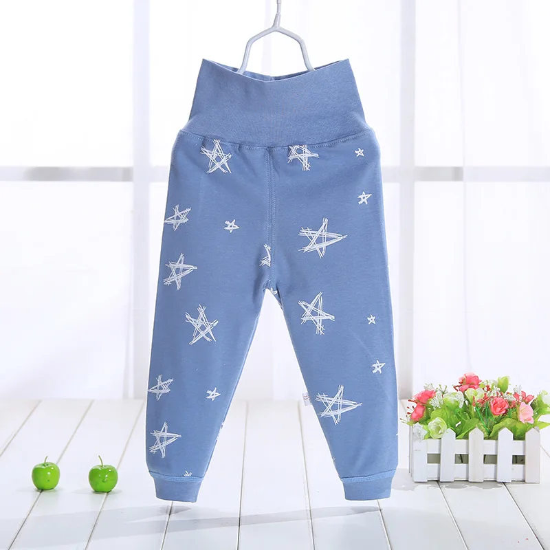 

2019 spring and autumn new baby cotton clothing baby trousers high waist design care baby belly circumference cotton dual-use ge