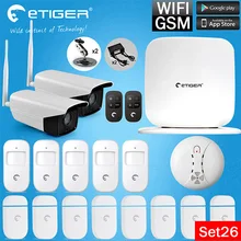 Etiger WiFi/Aystem Más Reciente de Alarma GSM con Cámara IP Al Aire Libre + detector Somke