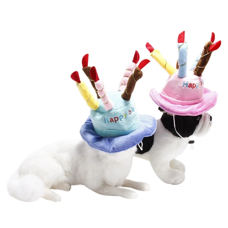 

New Pet Cat Dog Birthday Cozy Caps Hat With Cake Candles Design Birthday Party Costume Headwear Accessory Goods For Dogs