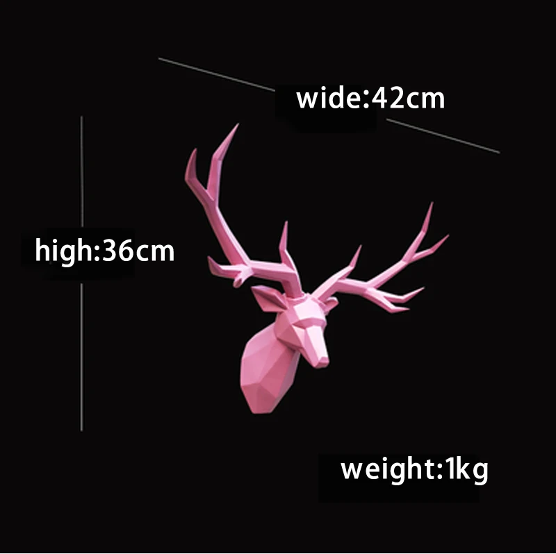 3D голова антилопы абстрактная скульптура Европейский Стиль Домашний подвесной Декор Гостиная Украшение стены олень из полимера статуи голов - Цвет: Pink-S