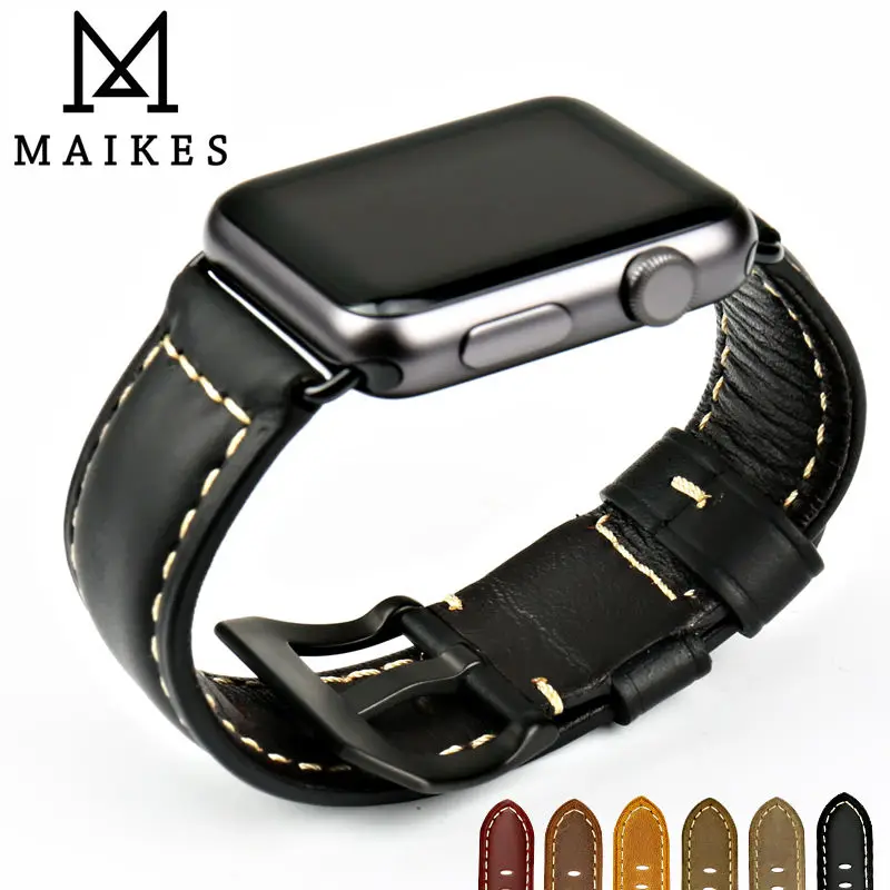 Ремешок для часов MAIKES из натуральной кожи 44 мм 40 42 38 iwatch series 4 3 2|band for apple watch|leather watch