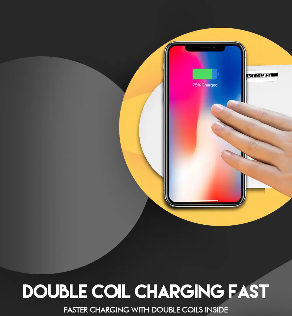 Ascromy Wireless Charger Station Pad for Apple iPhone X 8 Plus iPhone8 10 Samsung Galaxy S8 S9 Plus Double Wireless QI Charging (4)