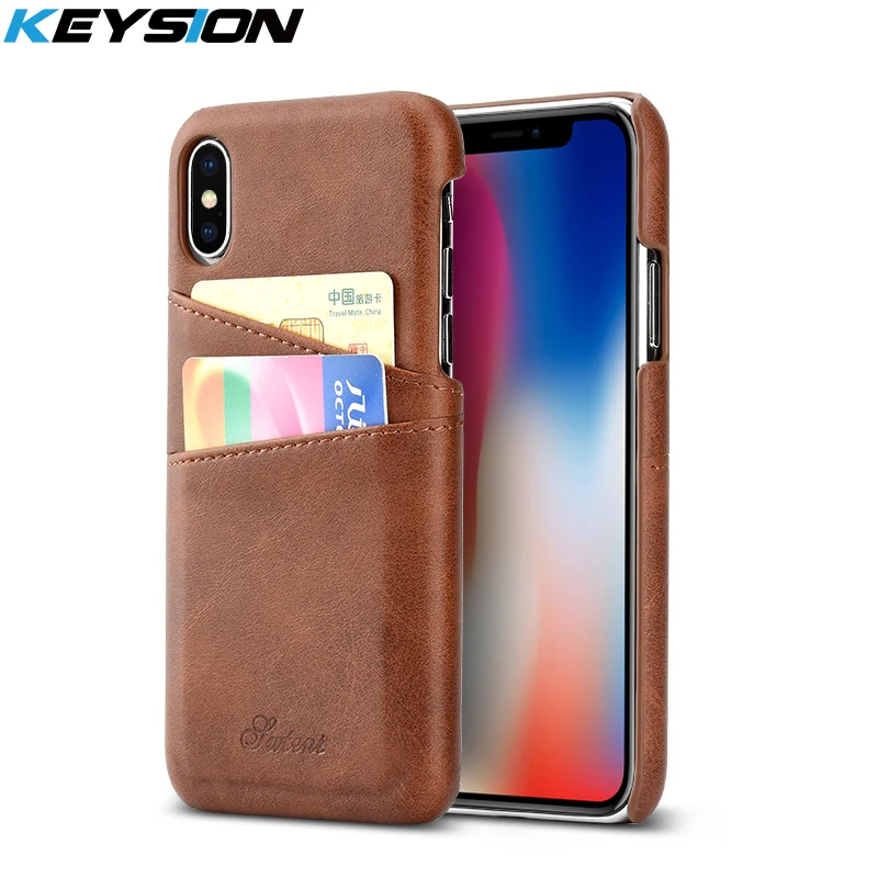 Тонкий роскошный чехол KEYSION из искусственной кожи для iPhone XR XS MAX, задняя крышка для телефона, защитный держатель для карт для iPhone XS X 7 8 Plus, чехол