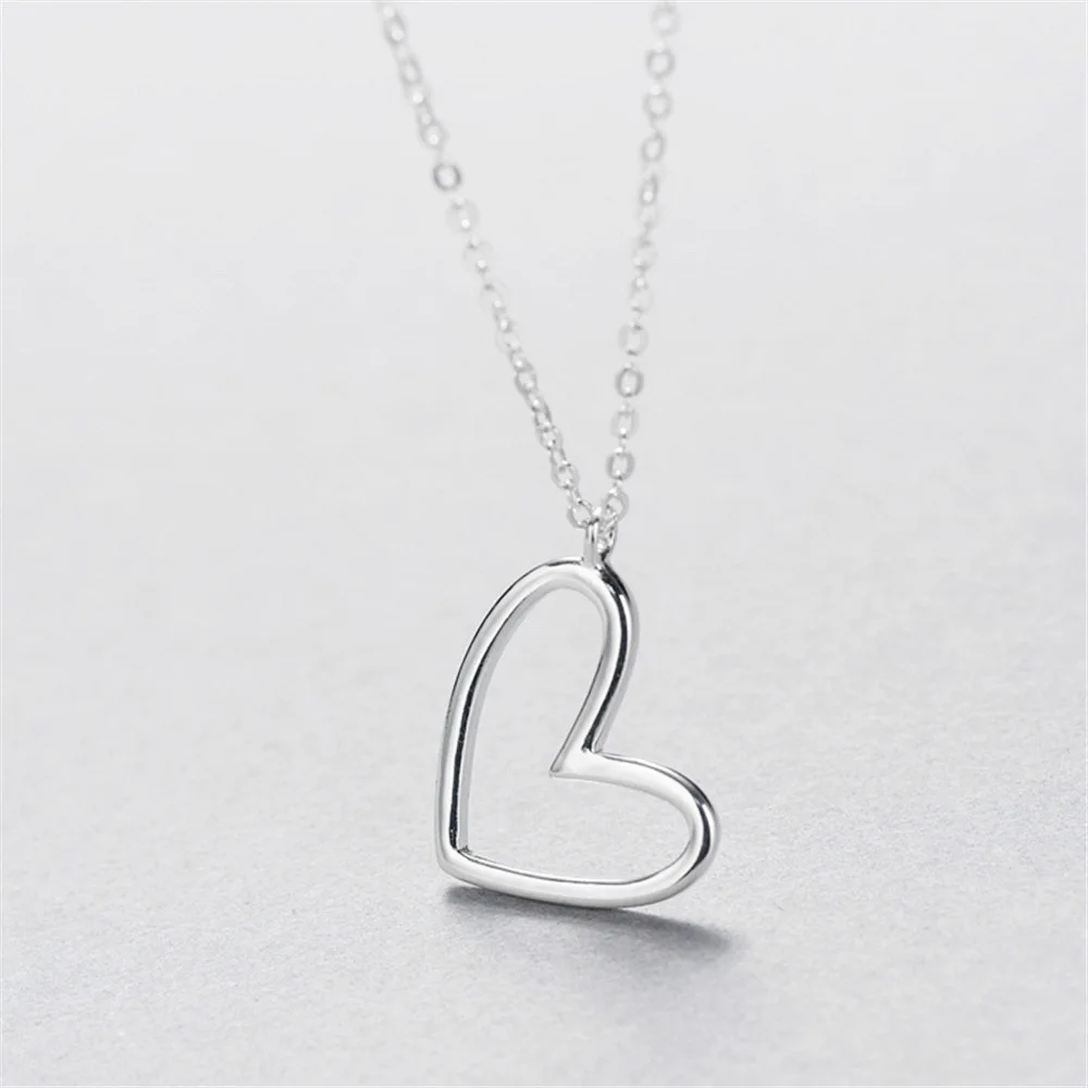 cute heart women 100 925 Sterling silver nacklace Jewellery Clavicle