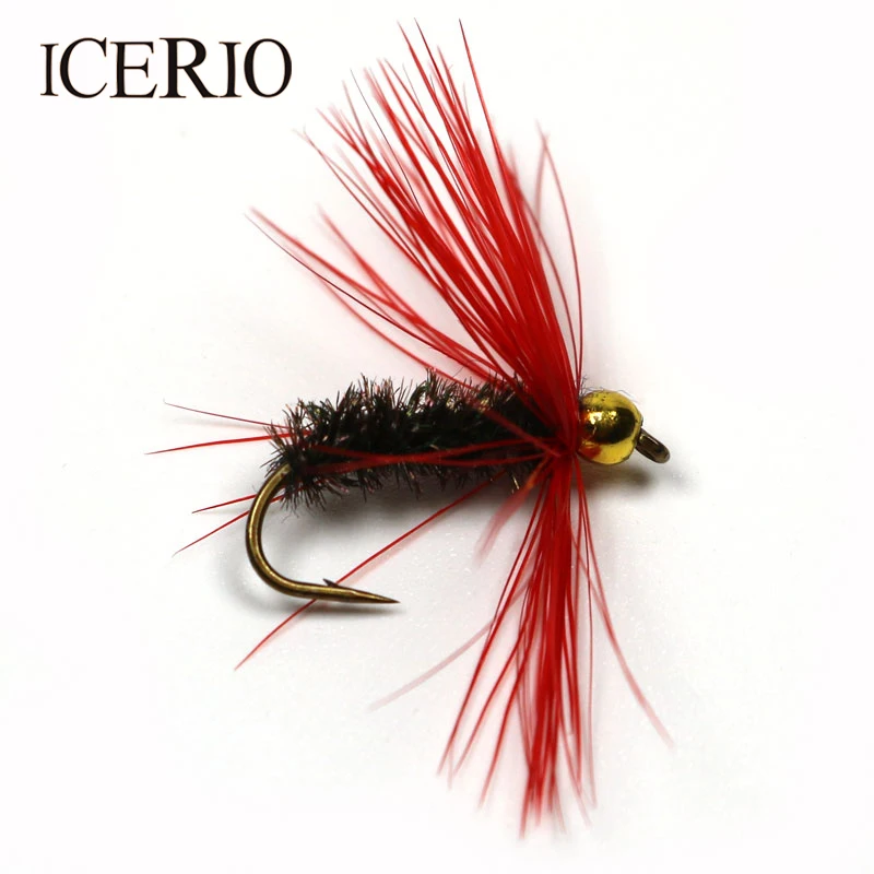 

ICERIO 8PCS Golden Bead Head Peacock Body Wet Flies Trout Fly Fishing Lures #10