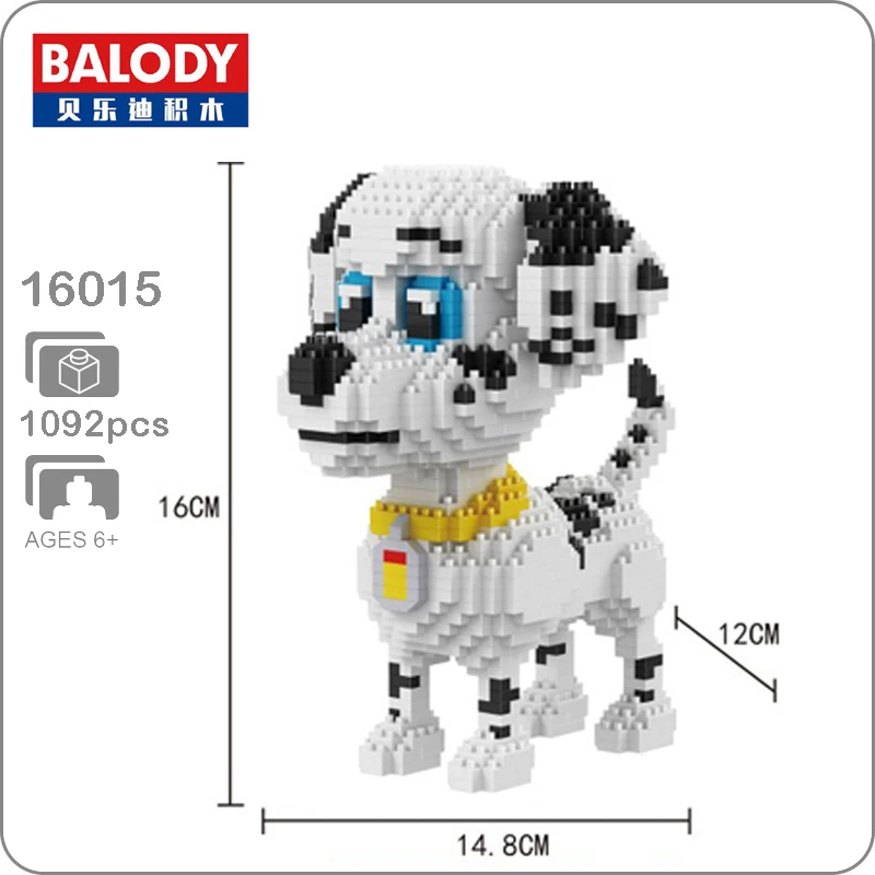 

Balody 16015 Spotted Pet Dog White Animal 1092pcs 3D Model Micro Diamond Mini Building Nano Blocks Bricks Assembly Toy no Box