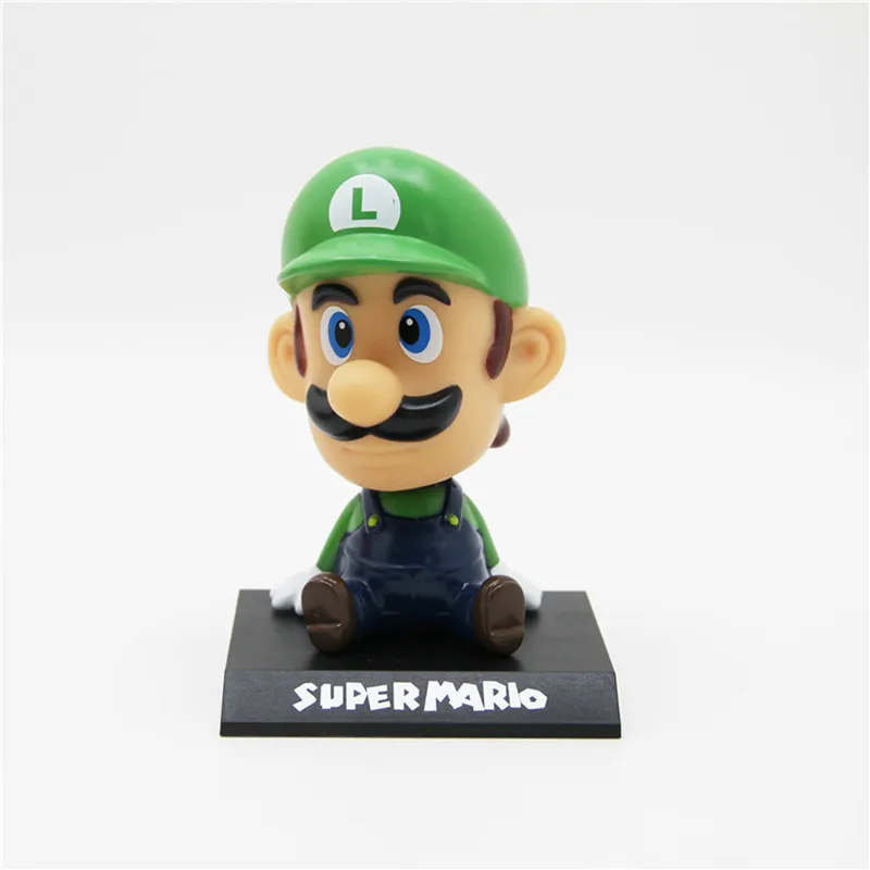 13cm Super Mario Bros Action Figure Toys Mario Head Shaking Figure Model Car Furnishing Articles Baby Toys Toy For Children