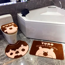 Дизайн 4 шт./компл. мультфильм ванная комната не-slipToilet набор крышка grounhog теплый плюшевый Туалет сиденье коврик для ванной моющийся уплотнительное кольцо
