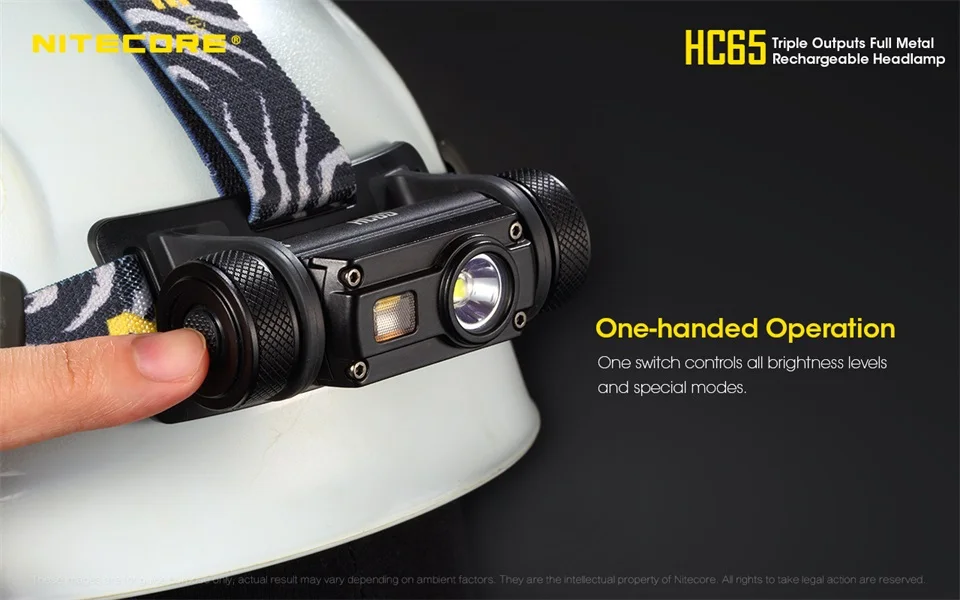 2018 новый Nitecore HC65 Cree XM-L2 U2 + ультратонкое естественное освещение CRI + красный светодиодный 1000lm USB Перезаряжаемые фар