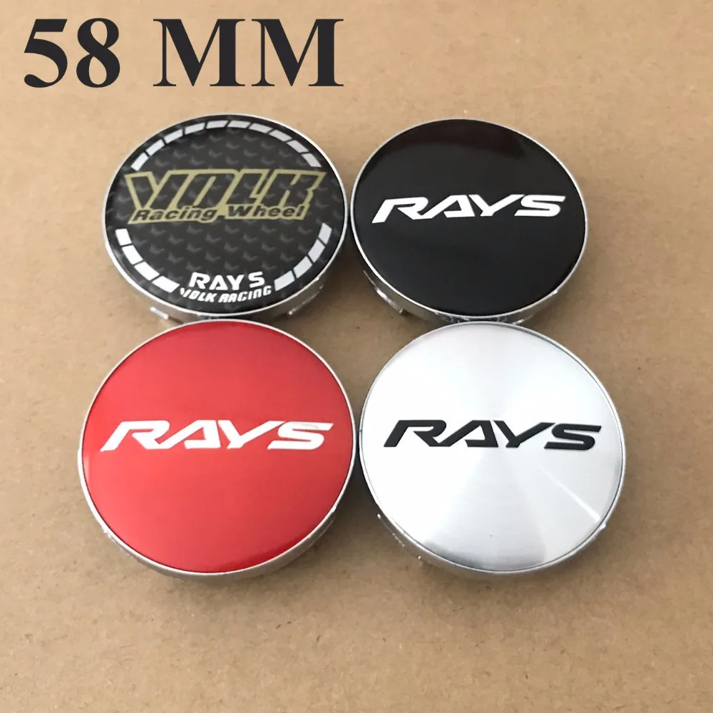 

KOM POWER 4PCS 58MM Wheels Cap Brands Tapones Ruedas Caps RAYS Emblem Wheel Center Cap RAYS Sticker For Wheel Cover Hub Caps