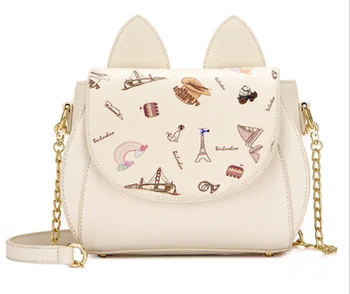 

by dhl or ems 20pcs Kawaii Sailor Moon Ladies Shoulder bag Luna Cat Shape Chain Shoulder Bag PU Leather Women Messenger Bag