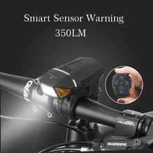 ROCKBROS Bicycle Light USB Rechargeable 350 Lumen LED Bike Front Light Wireless Turn Signals Bicycles Lamp 120db Cycling Bell